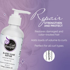 Curl Keeper Deep Conditioner packaging box highlights pH-balanced, silicone-free curl care.