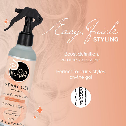 Curl Keeper Hair Gel defines curls with precise spray for on-the-go styling