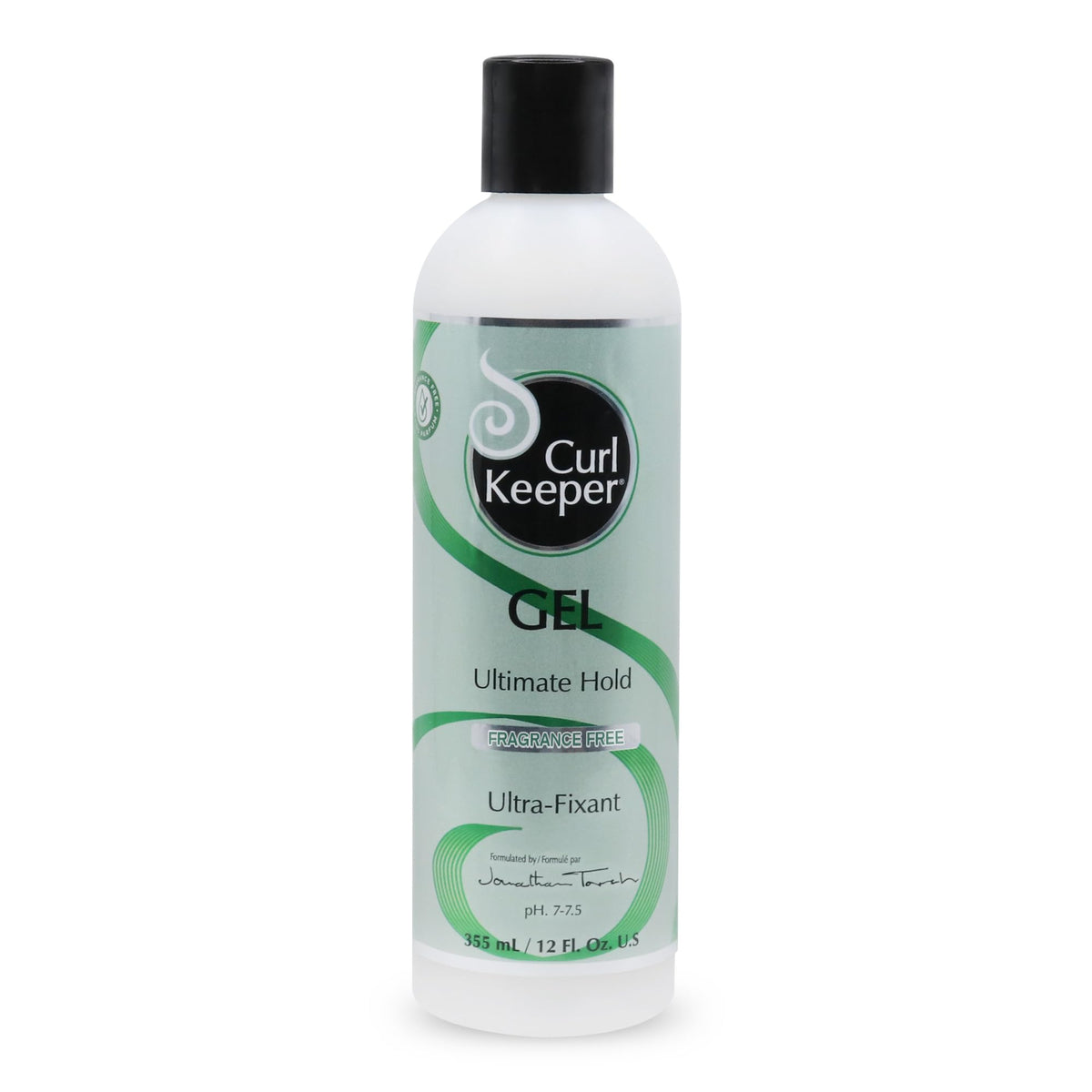 Curl Keeper Ultimate Hold Gel bottle demonstrates strong hold for defined, frizz-free curls.