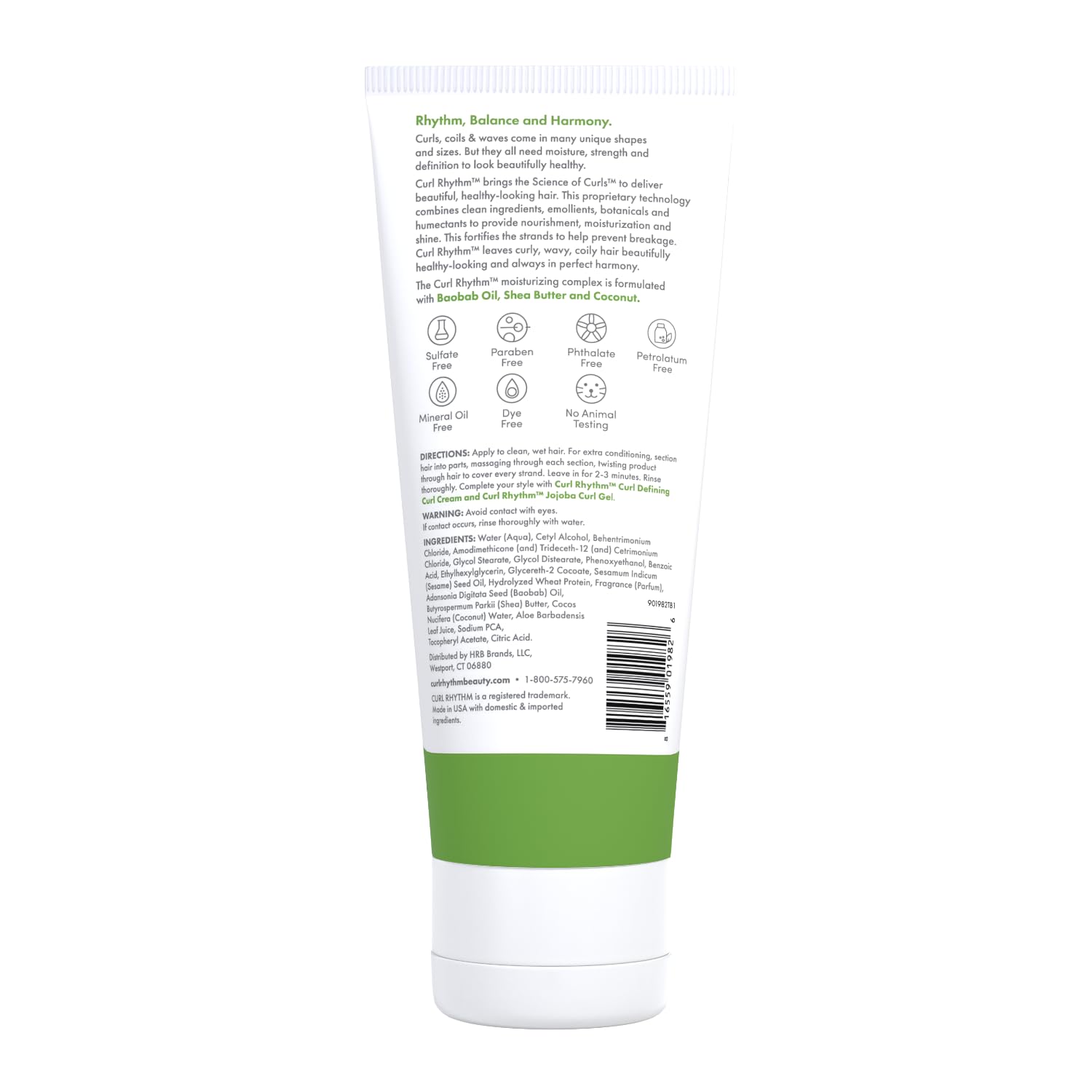 Curl Rhythm conditioner swatch demonstrates easy detangling and smooth comb-through.