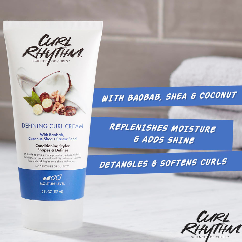 Curl Rhythm Defining Cream hands applying to hair demonstrating easy styling.