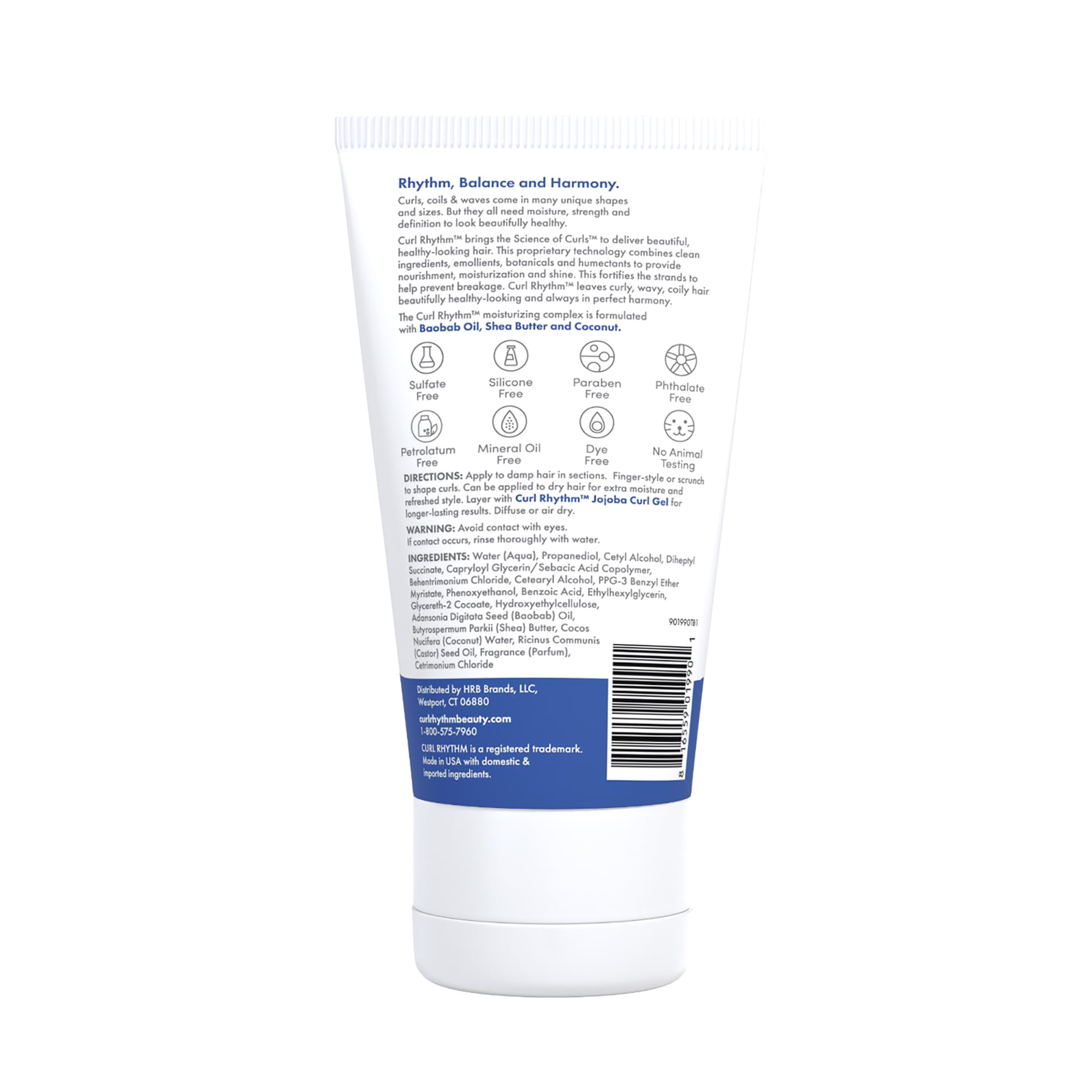 Curl Rhythm Defining Cream bottle illustrating humidity resistance for sleek curls.