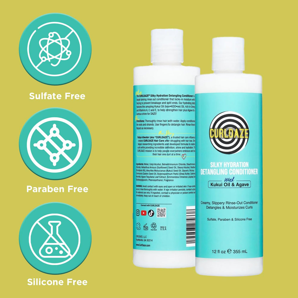 Curldaze Silky Hydration Conditioner lightweight formula provides non-greasy hydration.