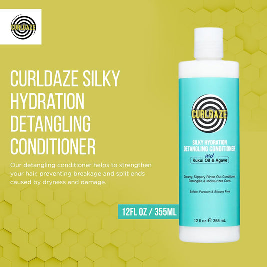 Curldaze Silky Hydration Conditioner moisture lock for soft, bouncy hair.