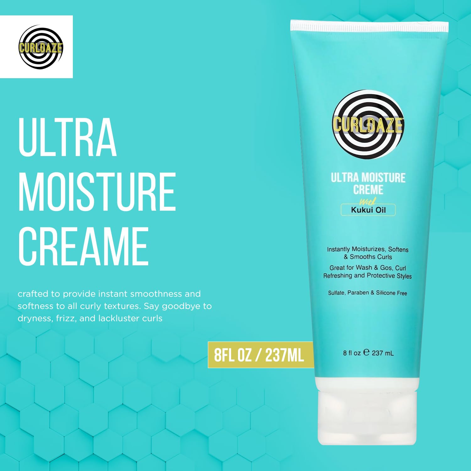 Close-up texture of Curldaze Ultra Moisture Creme for soft curls.