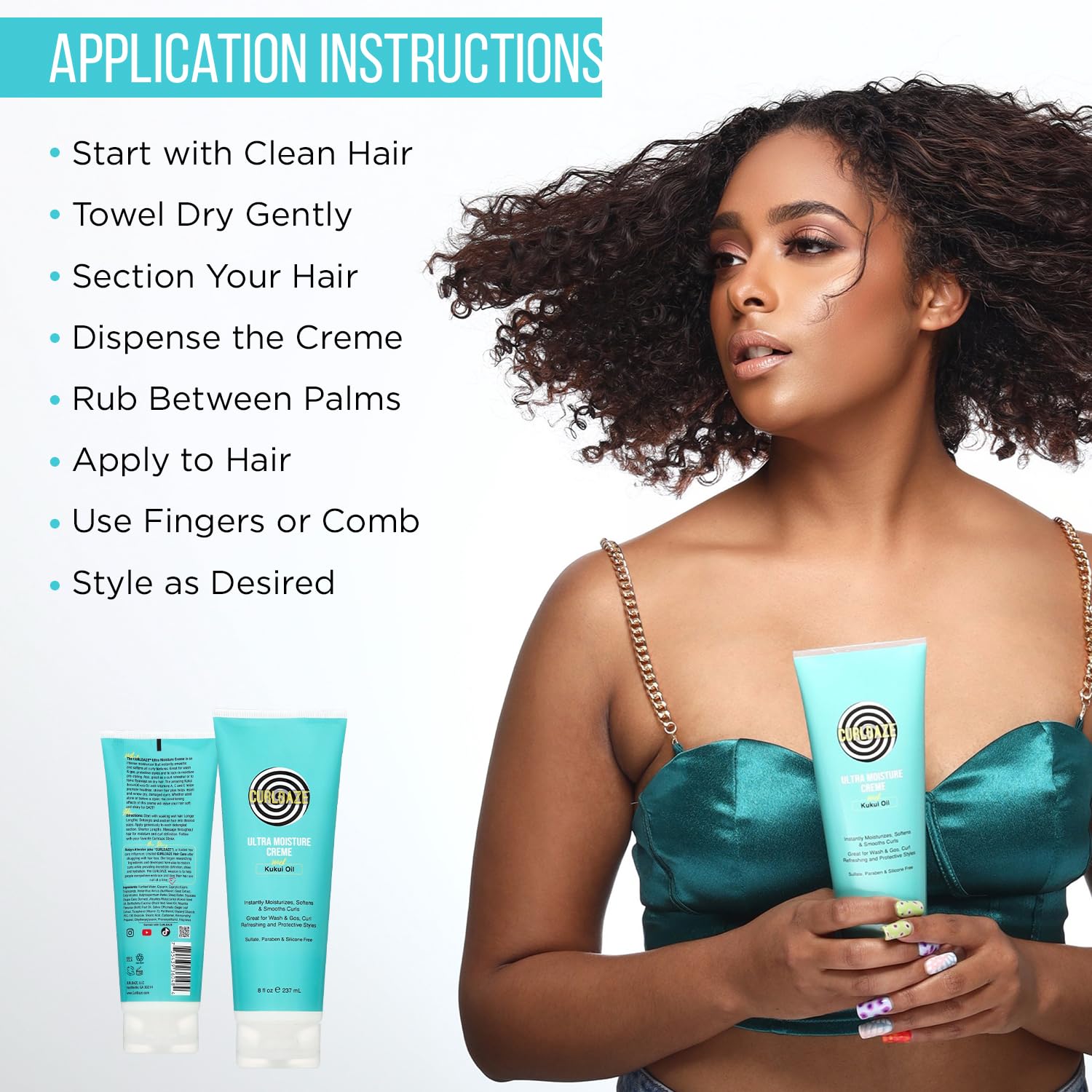 Cream texture being applied to curl strands.