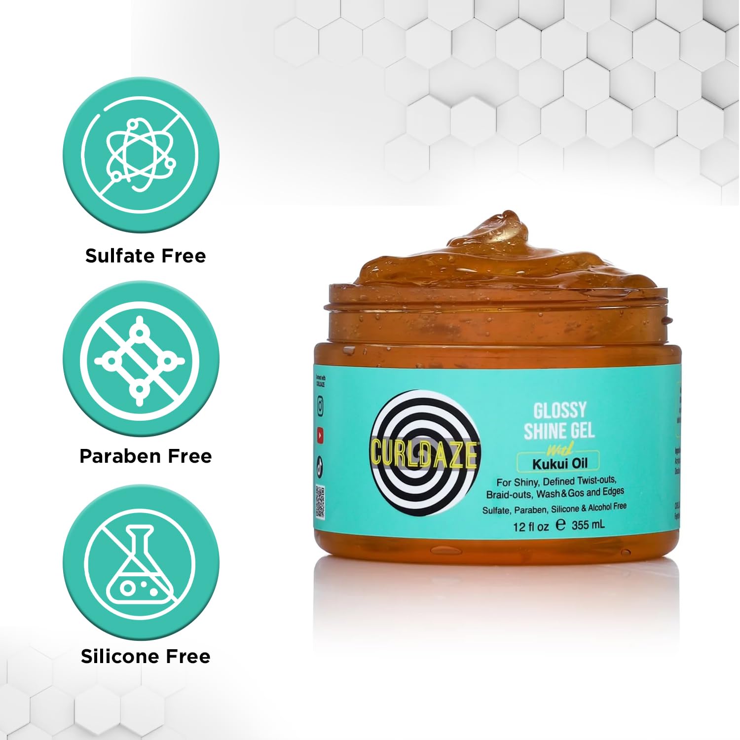 Wash-and-go look with Curldaze Glossy Shine Gel for natural shine
