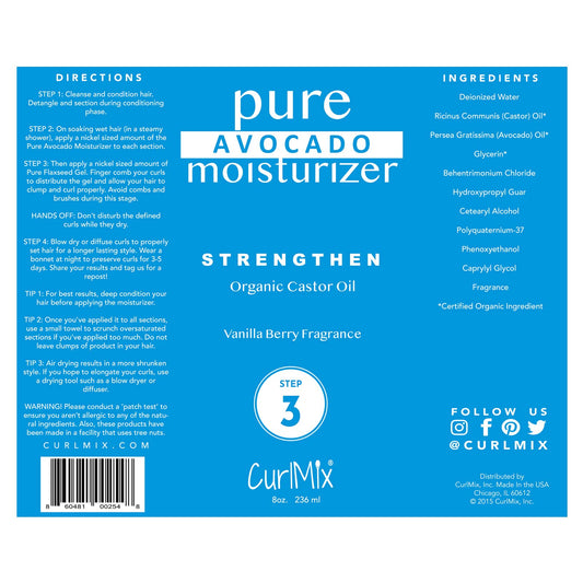 Closeup of CurlMix avocado oil ingredients showing nourishing formula.