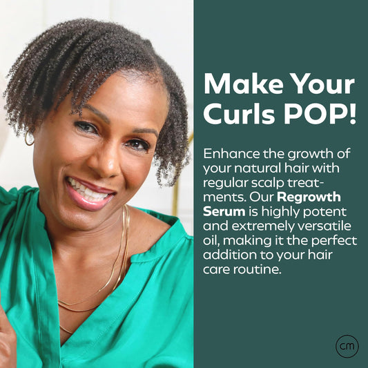 CurlMix Growth Serum being massaged into the scalp for healthier curls.