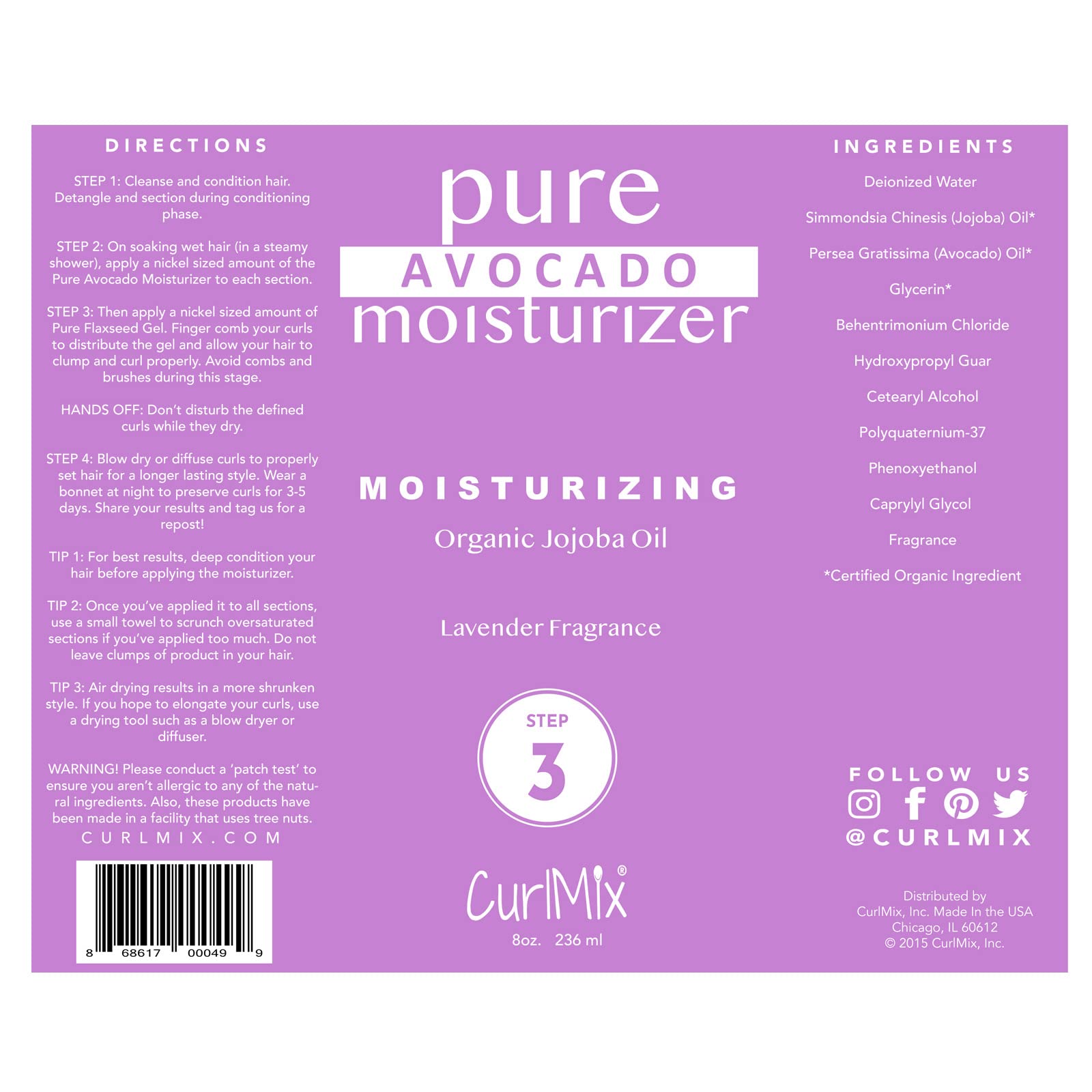CurlMix Organic Moisturizer avocado-cream jar shows creamy texture that nourishes and softens curls.