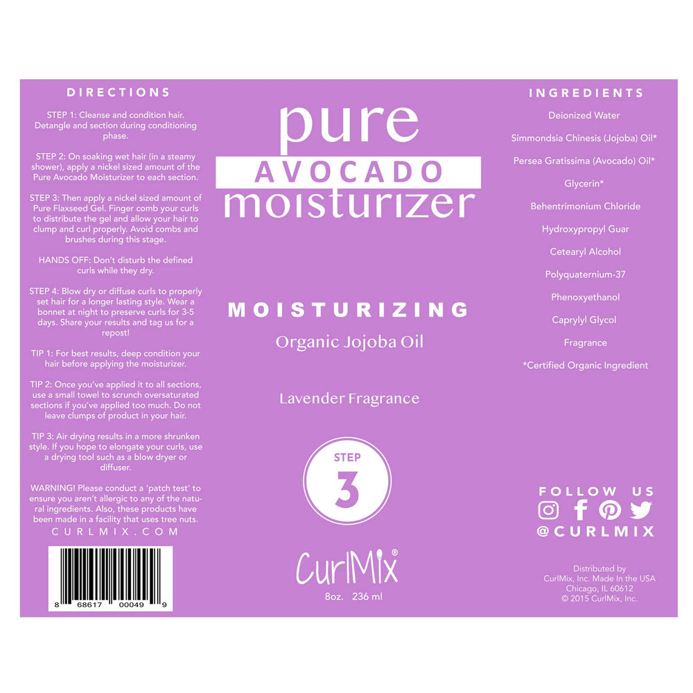 CurlMix Organic Moisturizer avocado-cream jar shows creamy texture that nourishes and softens curls.