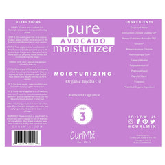 CurlMix Organic Moisturizer avocado-cream jar shows creamy texture that nourishes and softens curls.