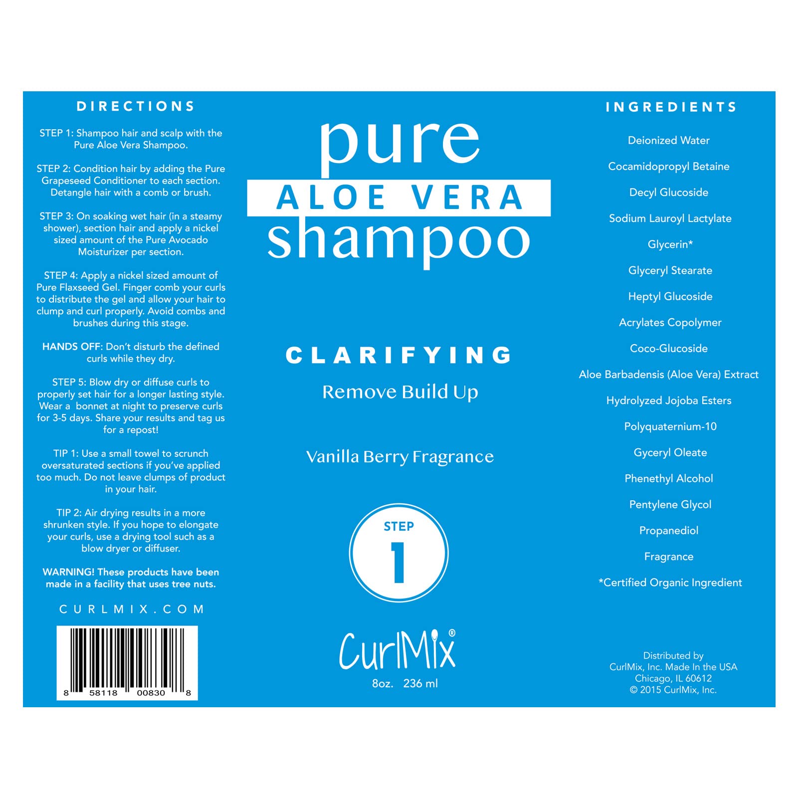 CurlMix shampoo bottle lathers to clarify while moisturizing curls