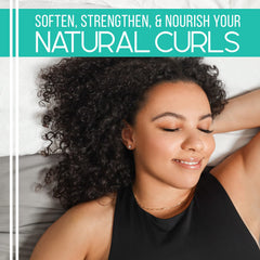 Lifestyle shot of frizz-free, moisturized curls after CurlMix application.