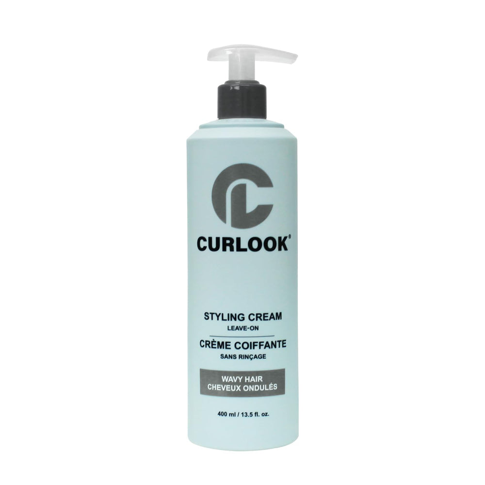 CURLOOK Wavy Hair Styling Cream bottle showing silicone-free care for soft, defined waves.