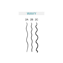CURLOOK Wavy Hair Styling Cream defined waves image shows smooth, nourished strands with shine.