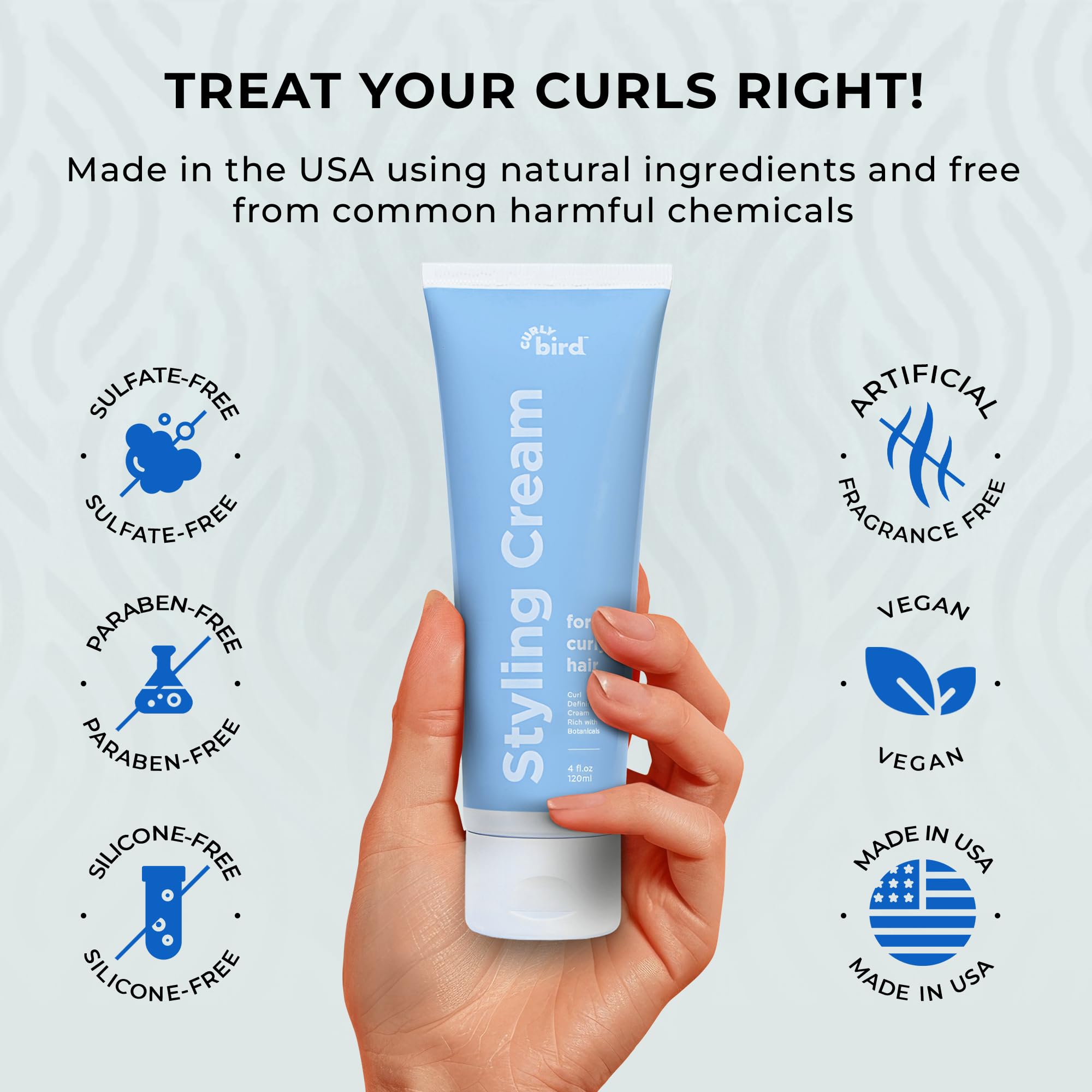 Curl defining cream on wet hair ready for styling