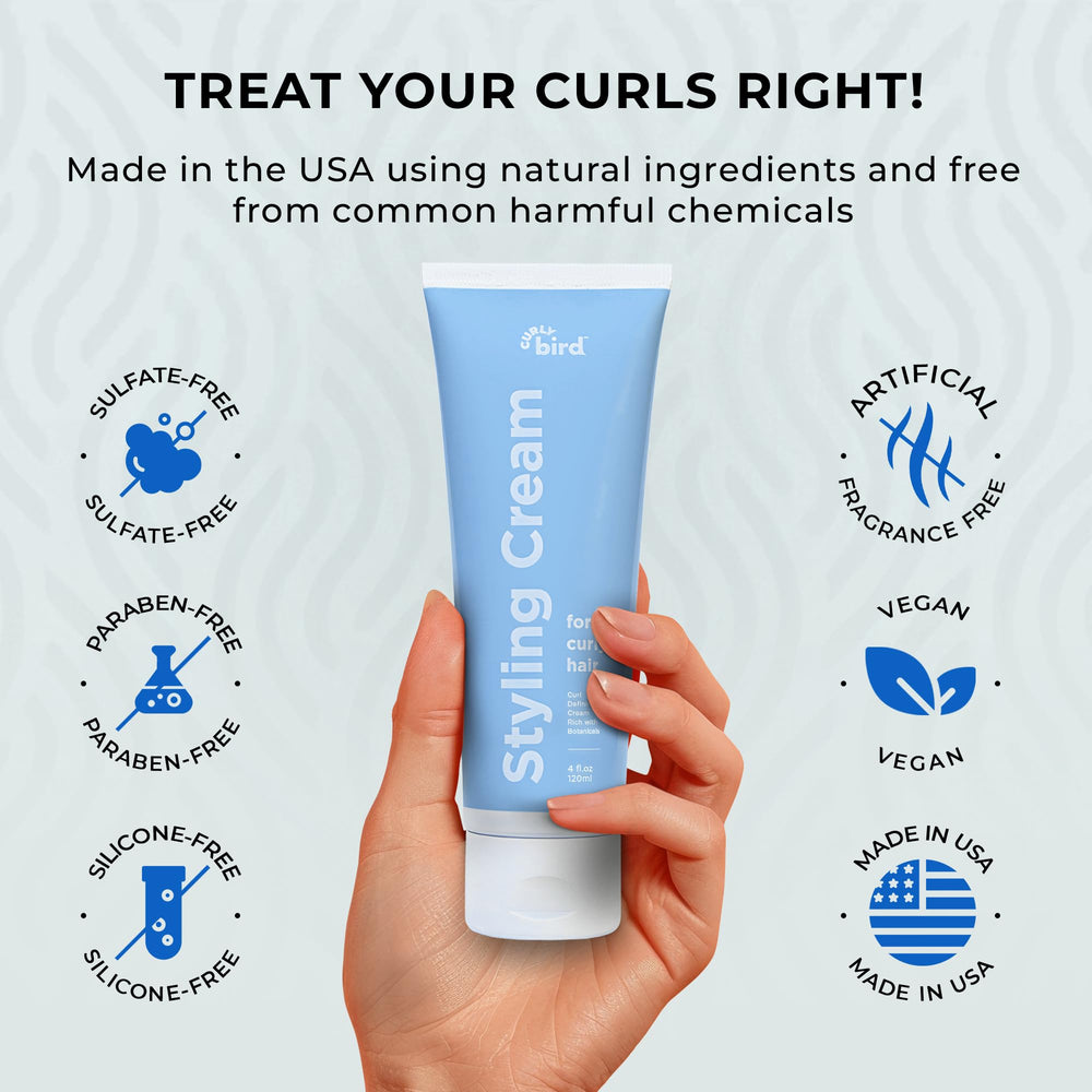 Curl defining cream on wet hair ready for styling