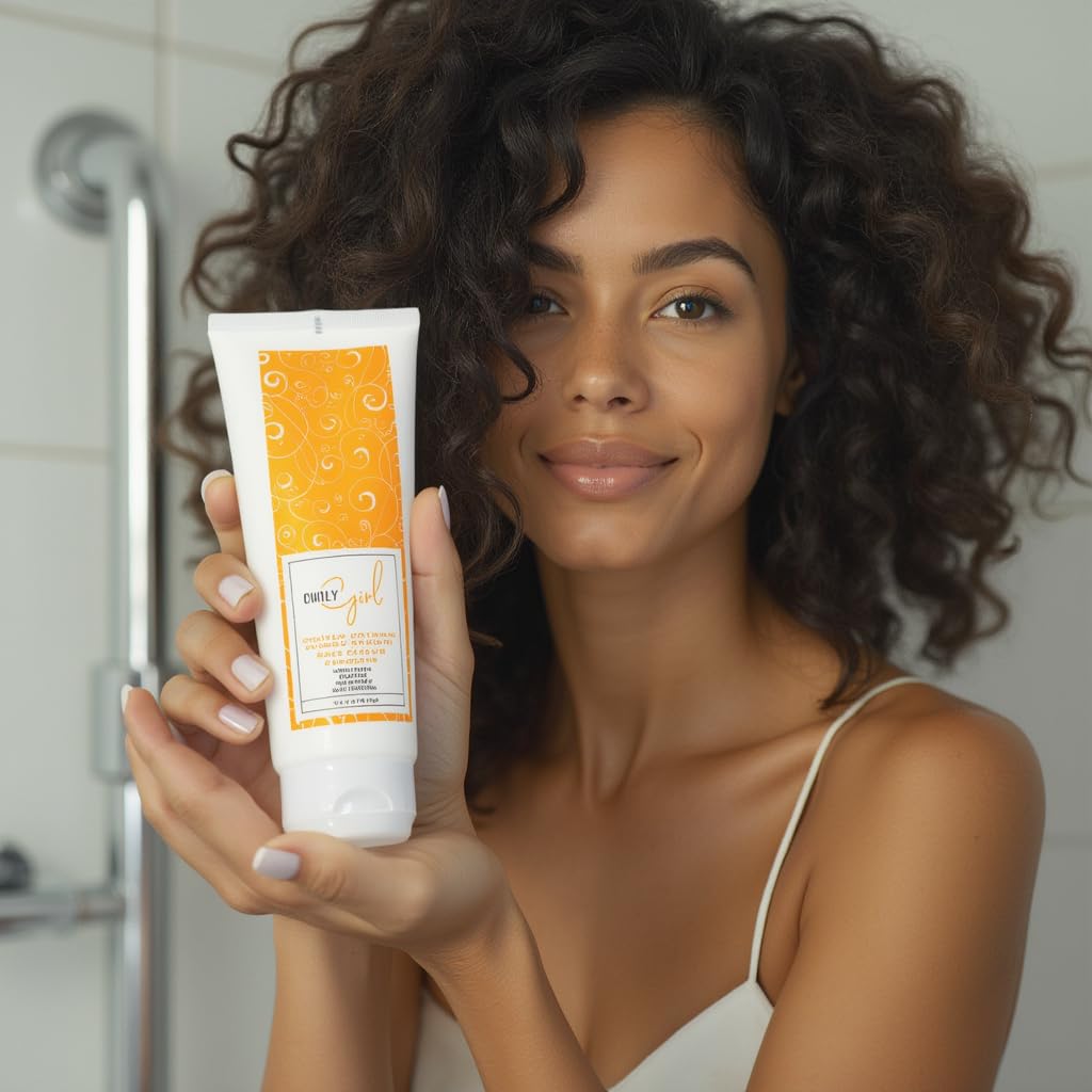 Curly Girl routine for curly hair with the cream for defined strands.