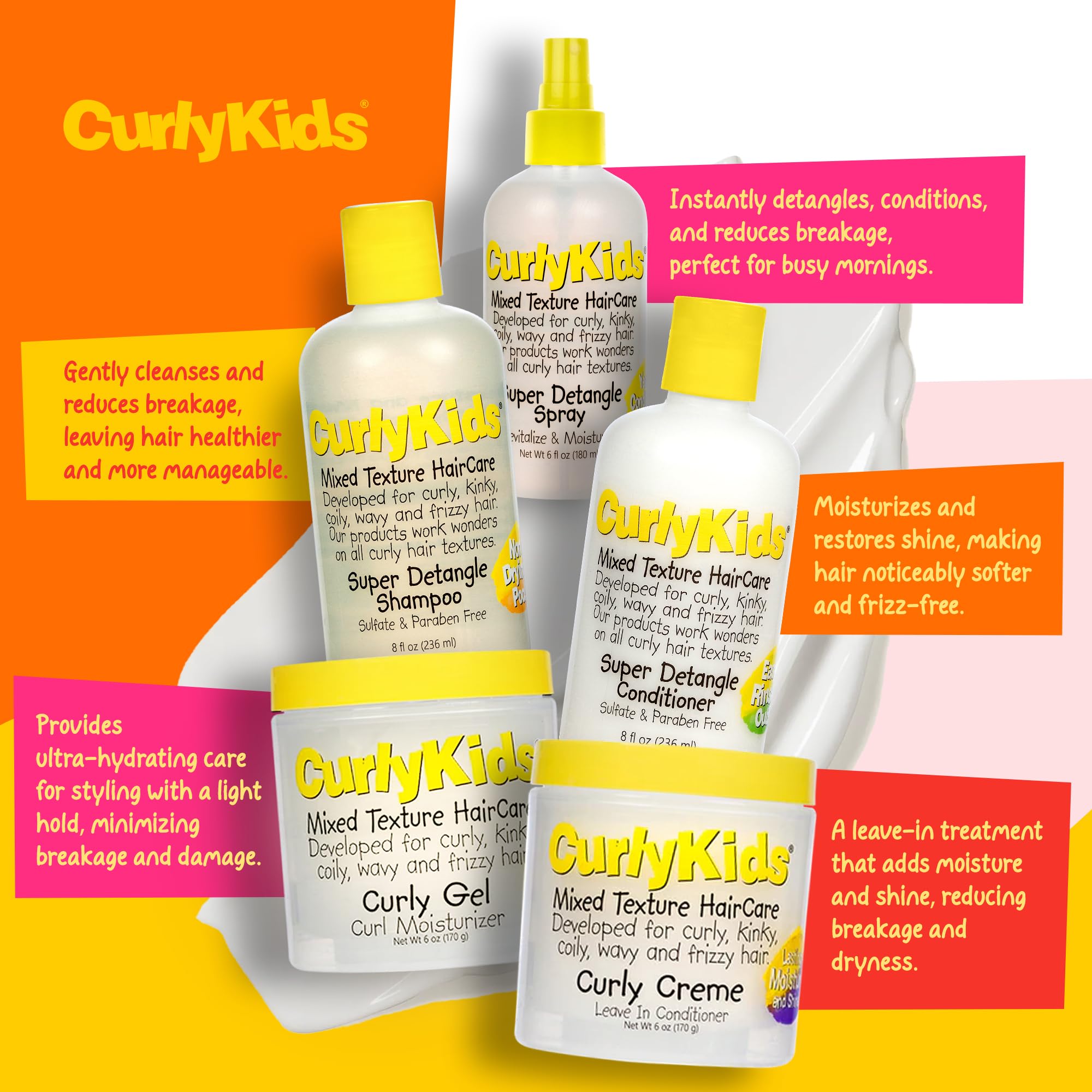 Curlykids detangle conditioner nourishes dry hair for softer, shinier curls
