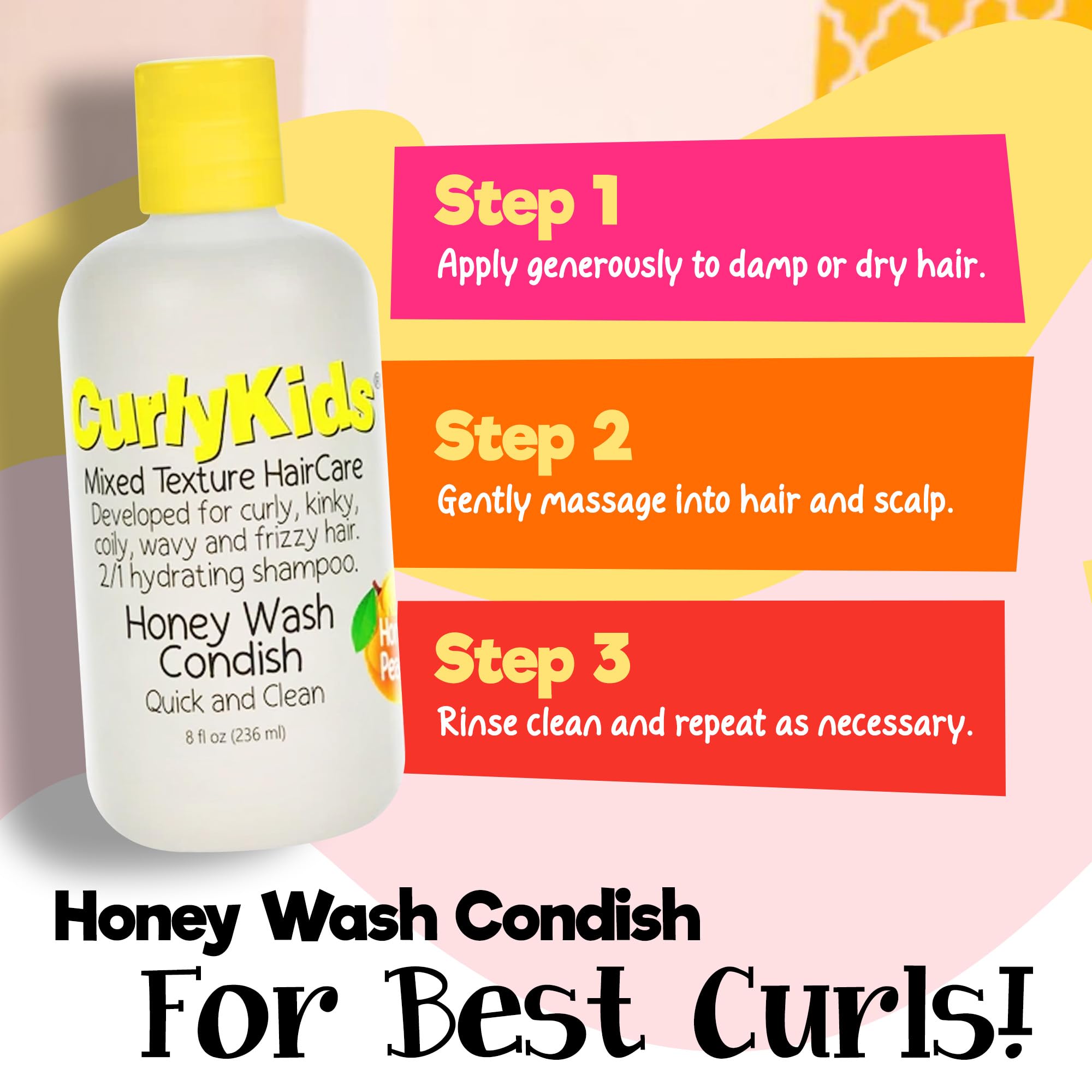 CurlyKids Honey Wash Condish in bathroom routine for quick kid washes