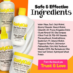 CurlyKids detangler set in hand demonstrating detangling routine.