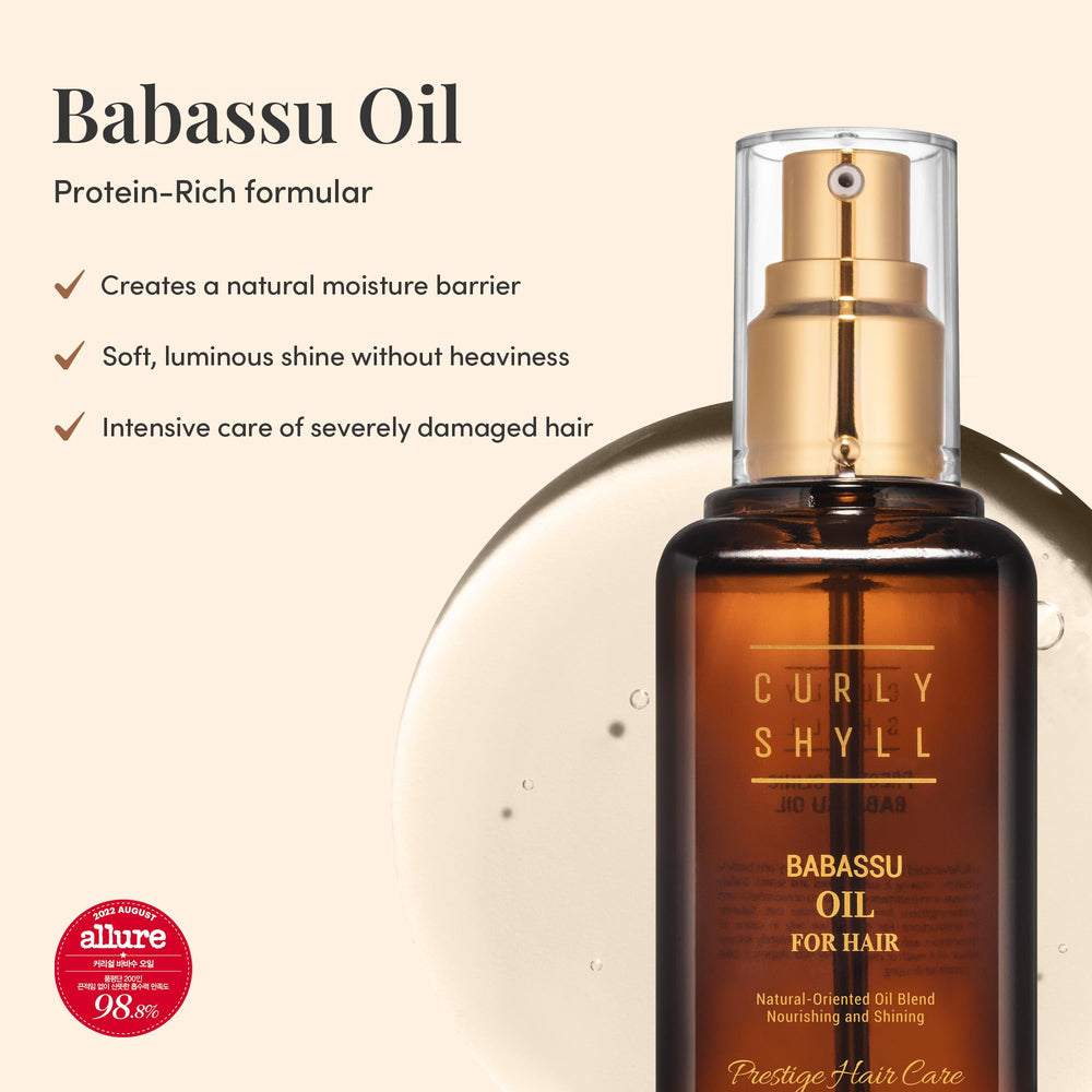 Curlyshyll Babassu Oil dropper delivering nourishment without heaviness.