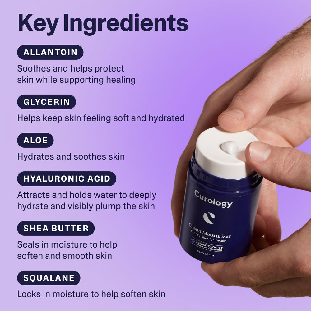 Curology Moisturizer on clean skin for everyday hydration.
