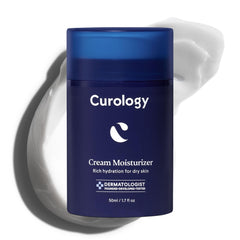 Curology Cream Moisturizer jar shows rich hydration for dry skin.