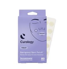 Curology Emergency Spot Patch on face showing discreet daytime wear.