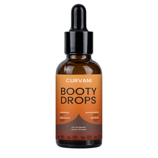 Curvani Booty Drops bottle front shows premium packaging for daily use.