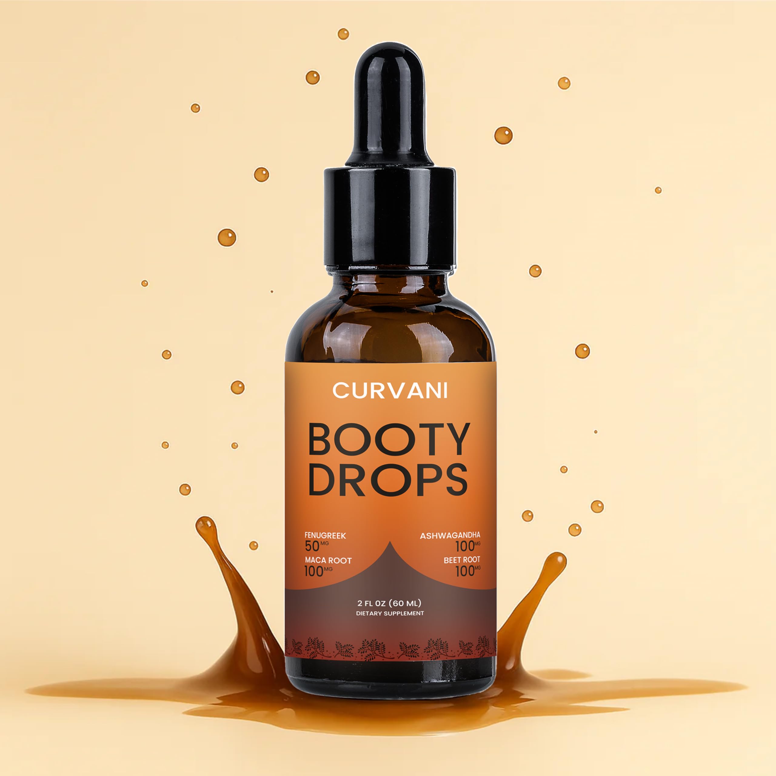 Curvani Booty Drops 2 ml dispense demonstrates easy daily application.