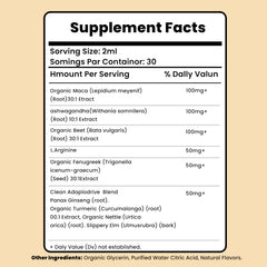 Curvani Booty Drops ingredients panel presents maca and beet root components.