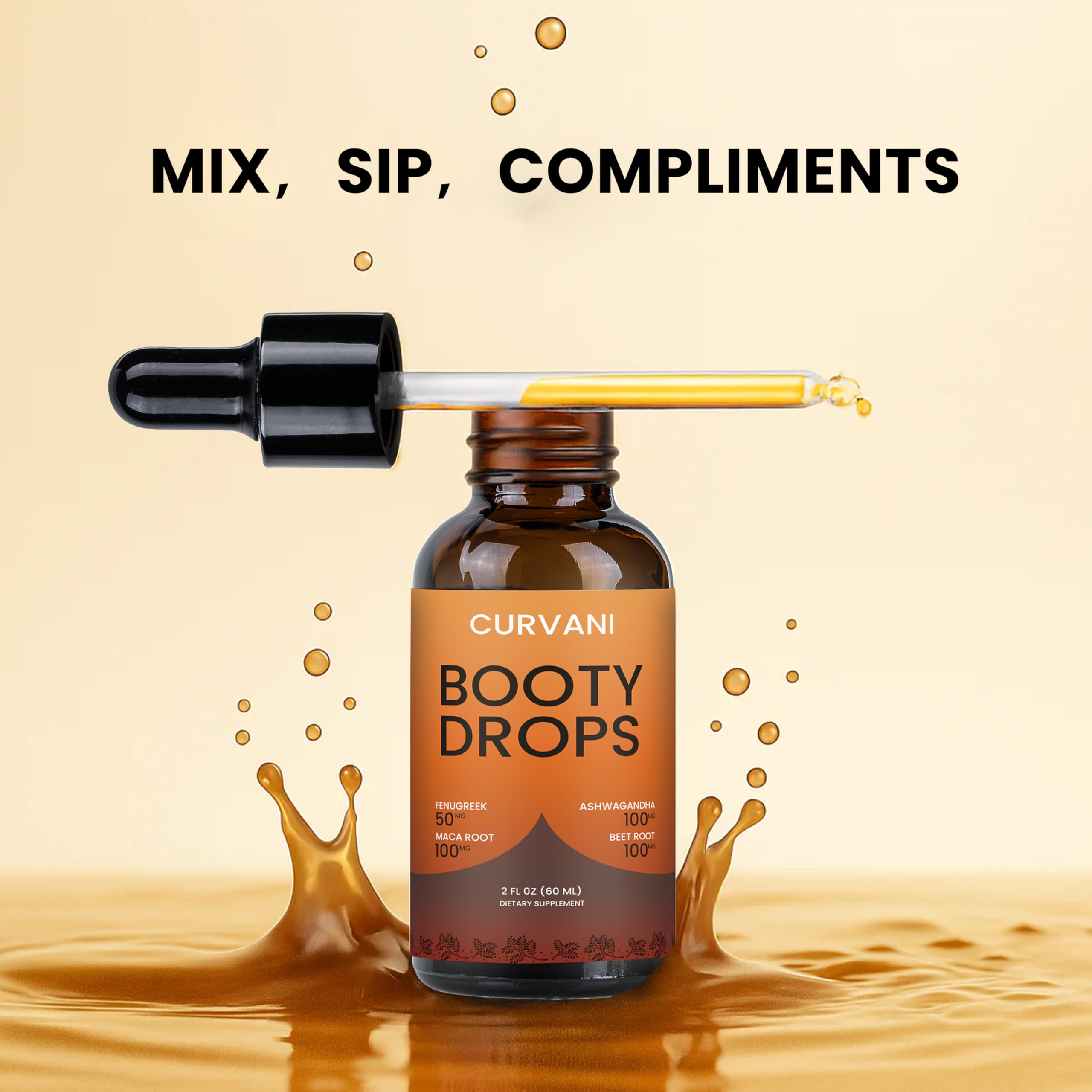 Curvani Booty Drops precision dropper enables accurate 2 ml dosing.
