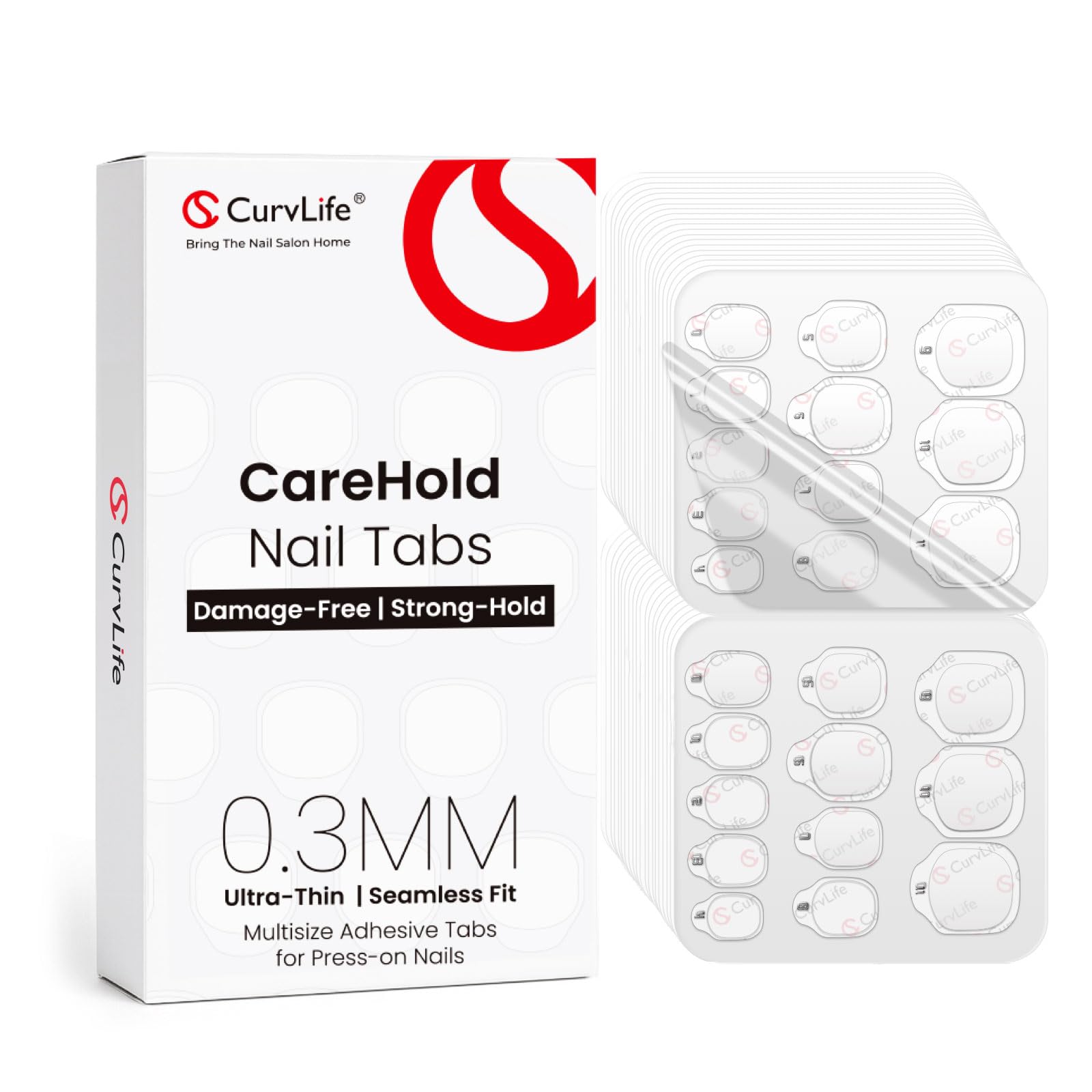 Curvlife CareHold nail tabs packaging for easy storage and on-the-go use.