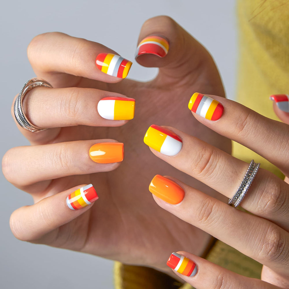 CurvLife French tip detail close-up with glossy finish for salon-like nails.
