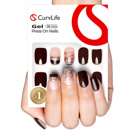 CurvLife Gem Style press-on nails with full-cover tips for a salon-like finish.