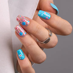 CurvLife nail glue in action for a secure hold during home manicure.