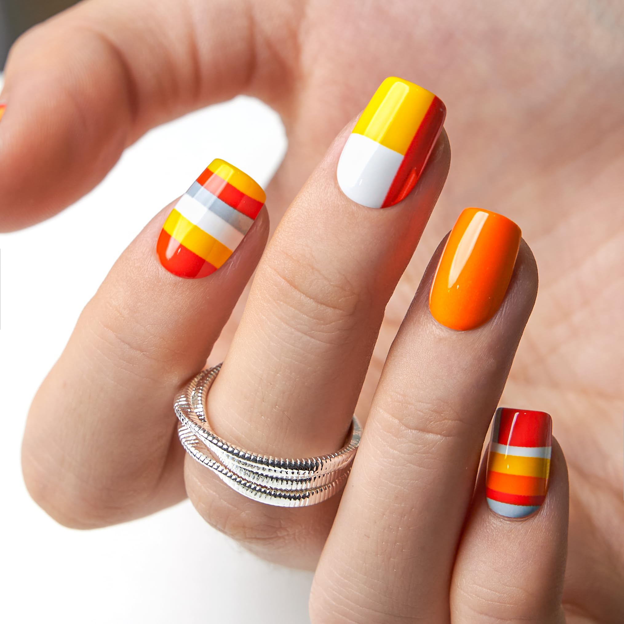 CurvLife Citrus Pop press-on nails kit, packaged for quick at-home manicure.