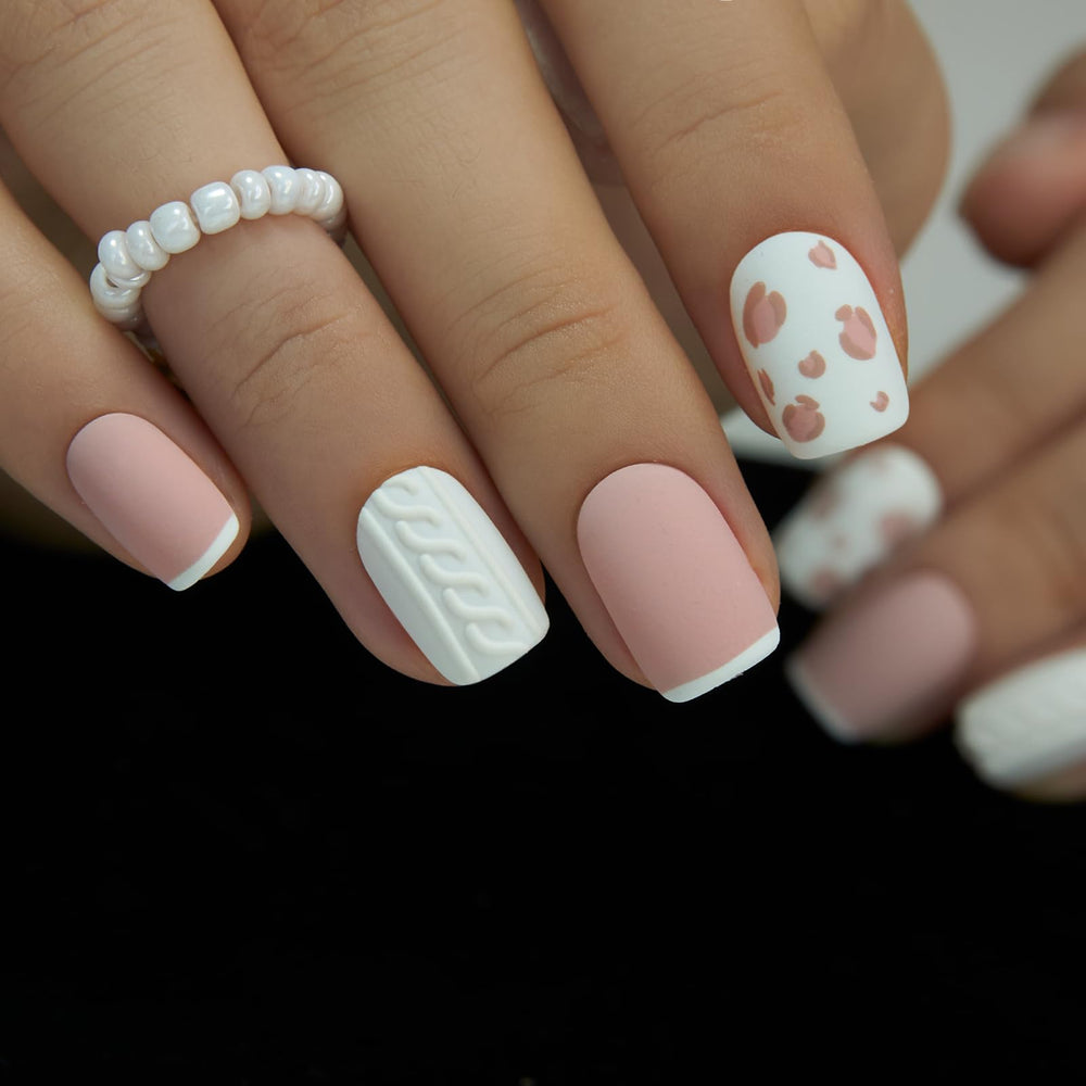 CurvLife Cozy Knit Leopard Pink nails add a stylish statement to everyday looks