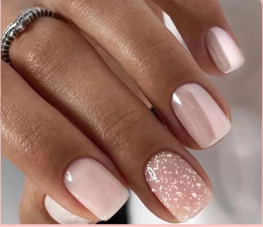 Curvlife glossy pink press-on nails with quick salon-like finish.