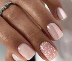 Curvlife glossy pink press-on nails with quick salon-like finish.