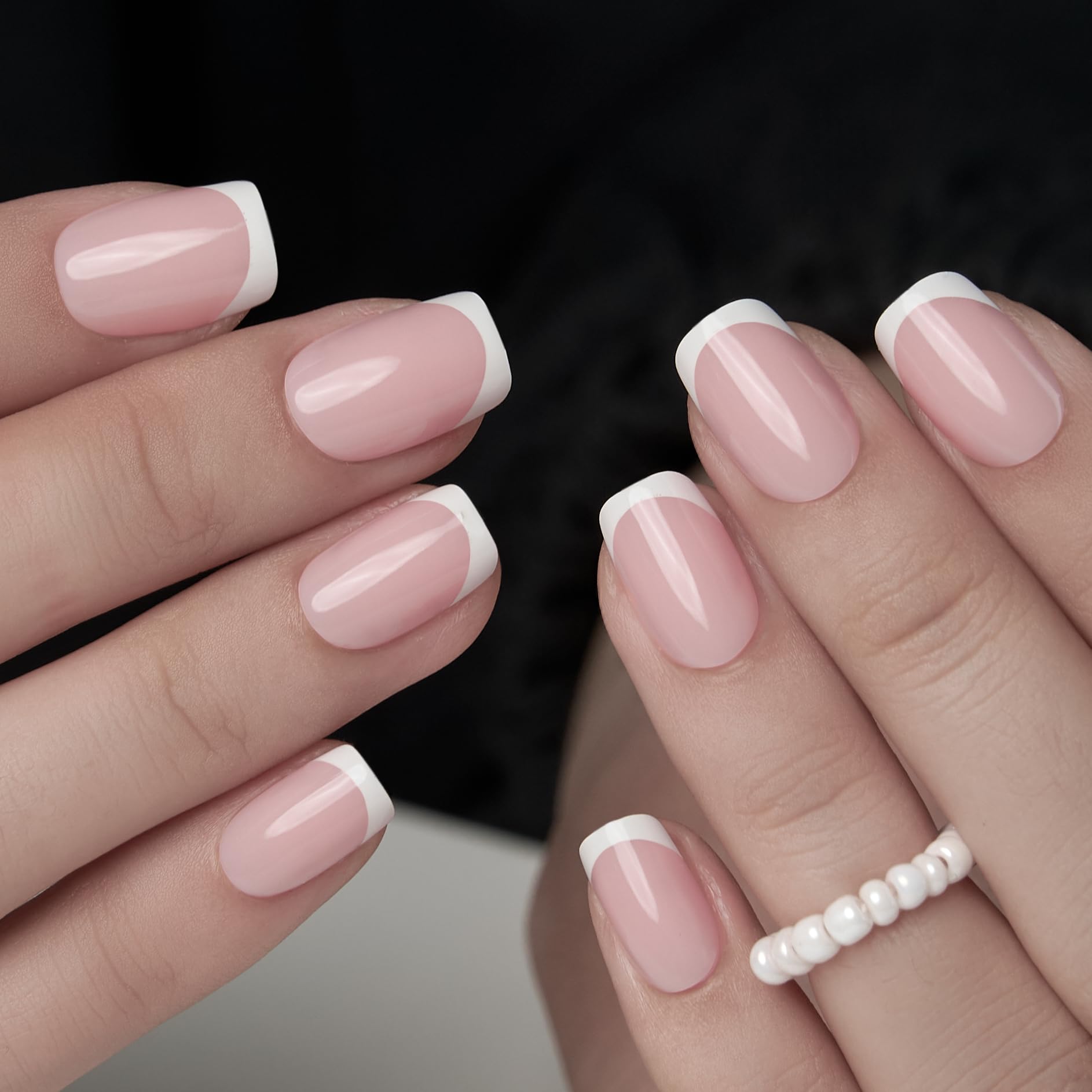 Curvlife gel French tip closeup highlights durable building gel for all-day wear