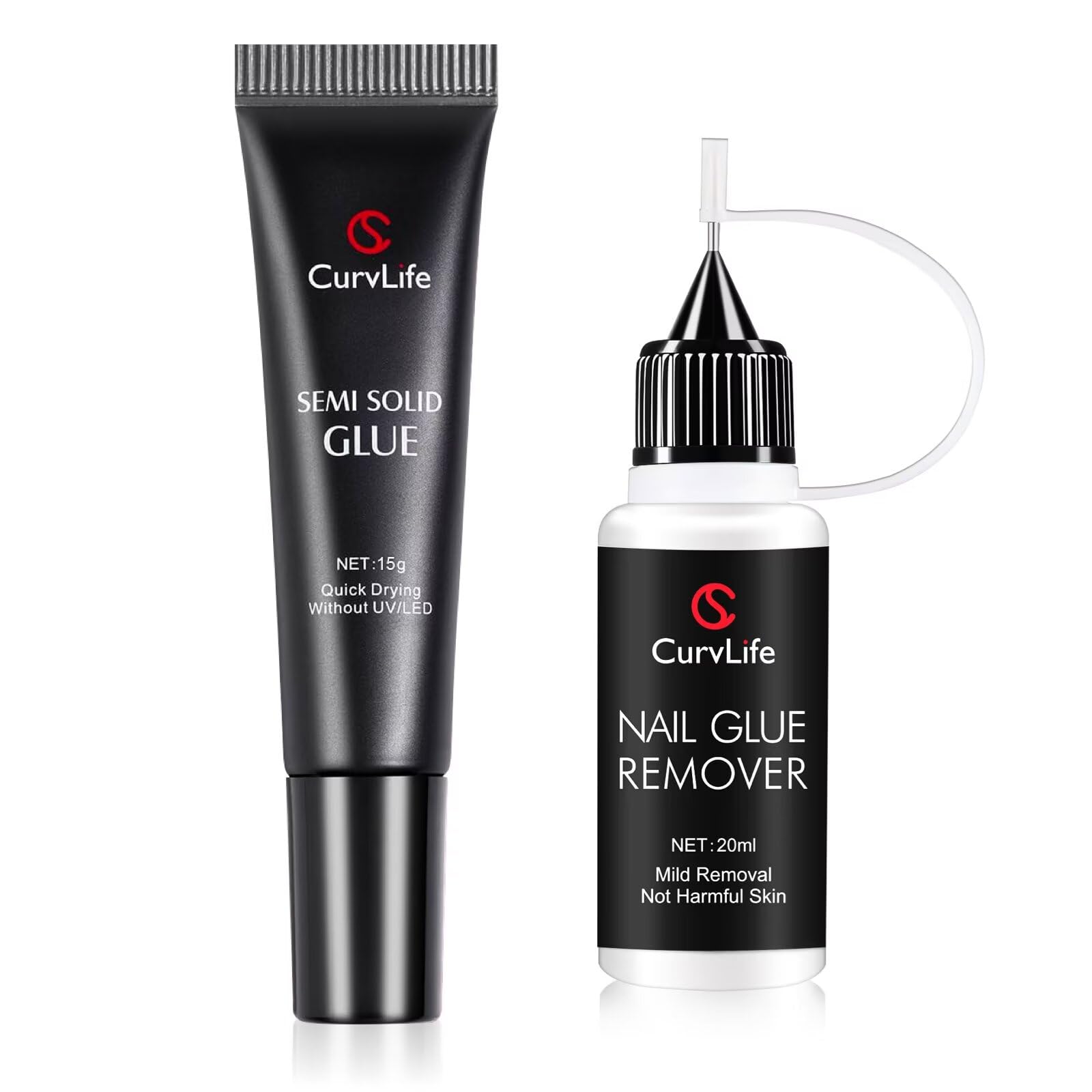 Curvlife semi-solid glue gel bottle for secure, bubble-free nail bonding at home