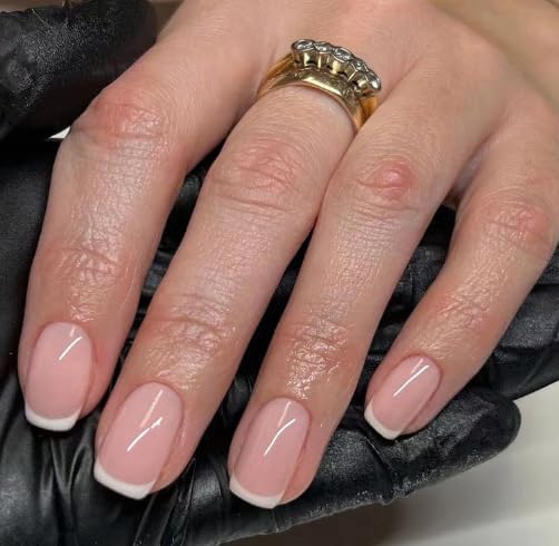 Curvlife short square press-on nails design closeup with salon-like finish