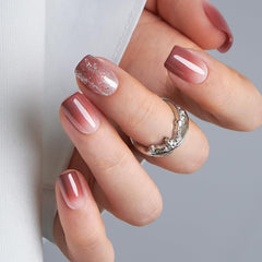 Curvlife soft gel nails misty pink with salon-like finish