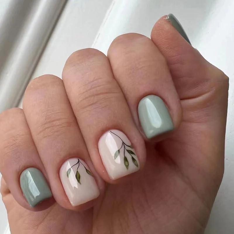Curvlife soft gel press-on nails in bamboo green design for a salon-like finish.