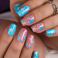 CurvLife soft gel press-on nails, square shape, long-lasting kit for at-home manicures.
