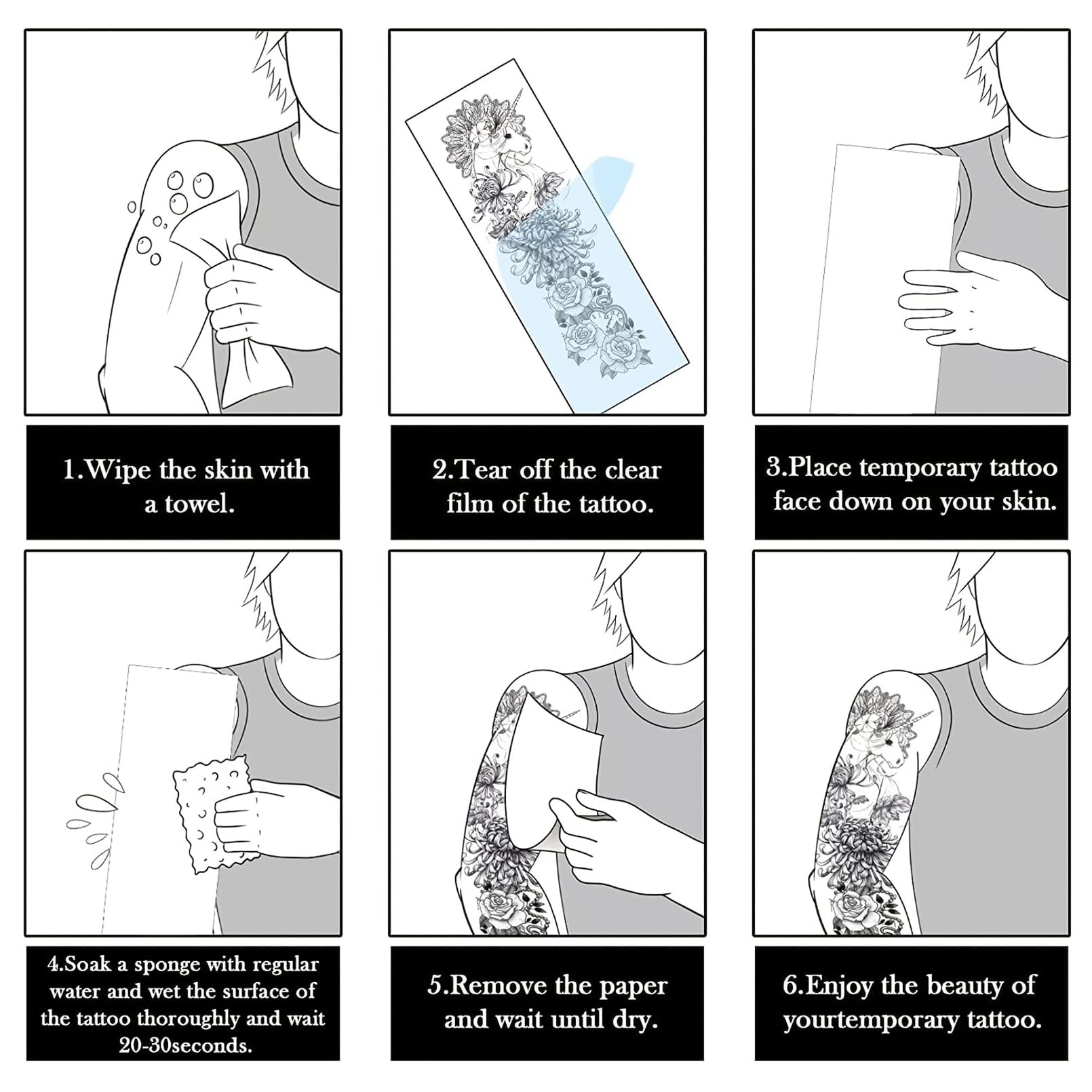 CUTELIILI 8-sheets arm tattoo ensemble for full-arm look