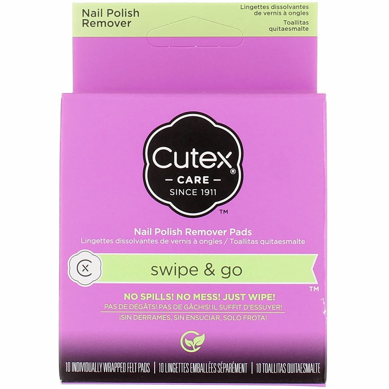 Cutex Swipe and Go remover pads pack front, quick polish removal ready-to-use.
